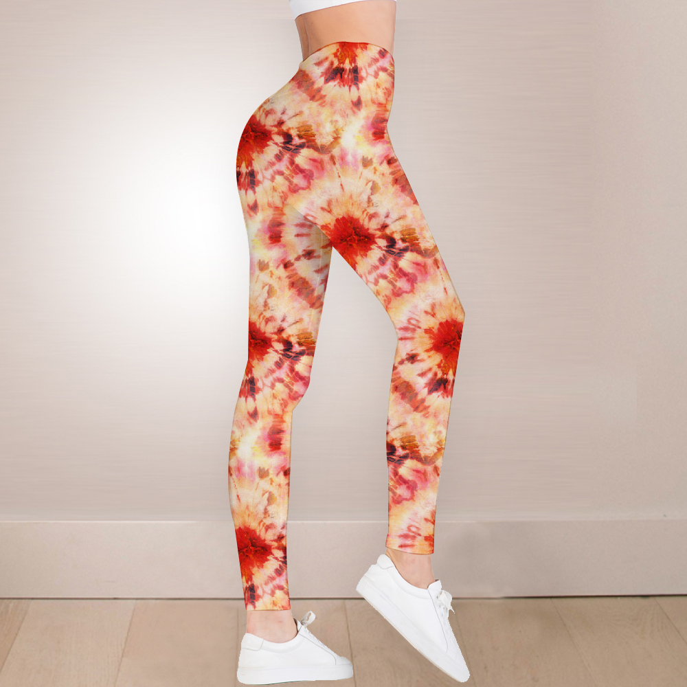 Colorful floral high waist leggings