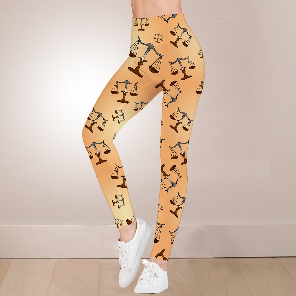 Yellow high waist leggings with small scales