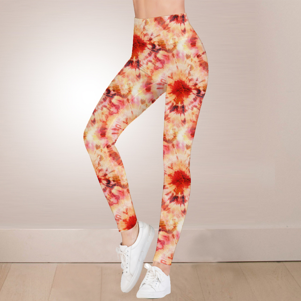 Colorful floral high waist leggings