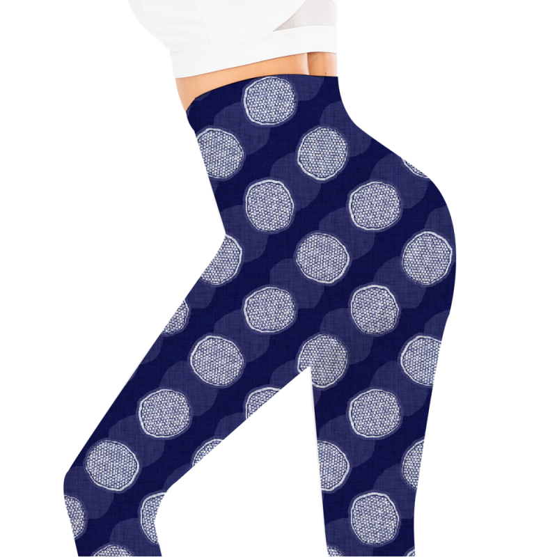 Purple wave dot high waist leggings