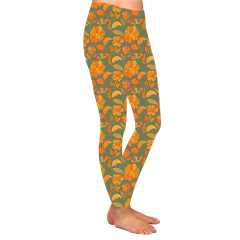 Light green high waist leggings with yellow flowers