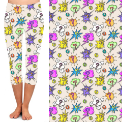 High waist leggings with a colored question mark on a colloidal white background