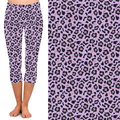 Leopard-print high waist leggings on purple