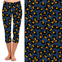 Leopard print high waist leggings with navy background