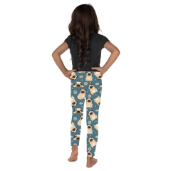 Puppy with light blue background kids Leggings