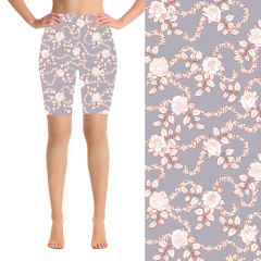 Light purple peony biker short