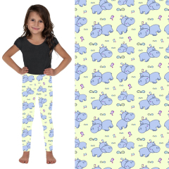 Hippo with light yellow bottom Kids Leggings