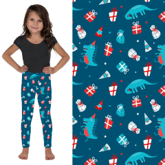 Little dinosaur with a blue background Kids Leggings