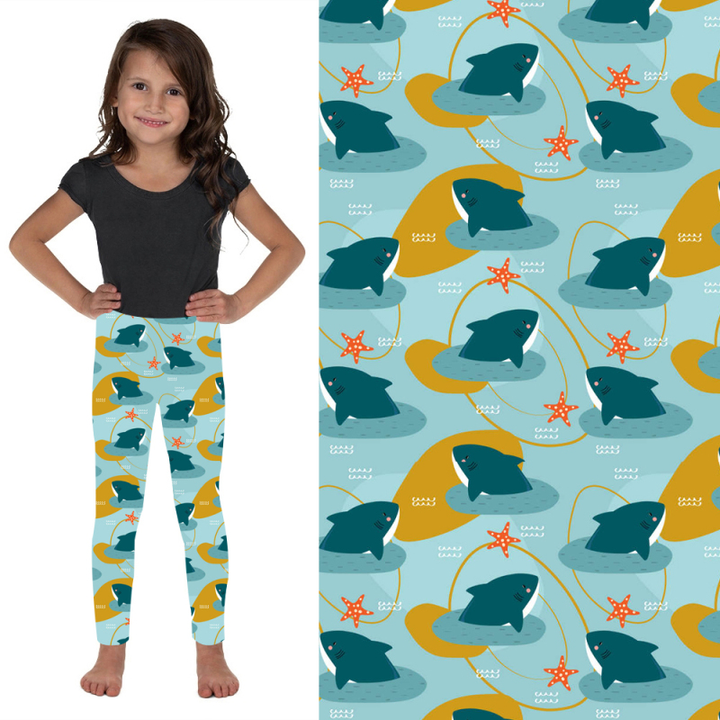 Baby blue bottom Shark Kids Leggings