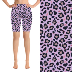 Leopard print on purple background biker short