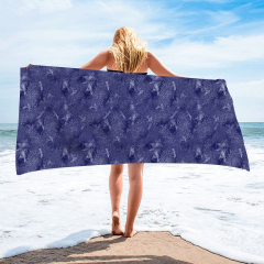 Small sailing boat with navy blue bottom square beach towel