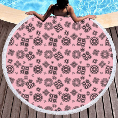 Pink background pattern round beach towel