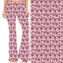 Pink background pattern flares pants