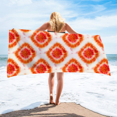 Fruit with yellow and white base square beach towel