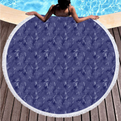 Small sailing boat with navy blue bottom round beach towel