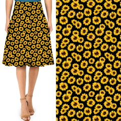 Small sunflower on black background skirt