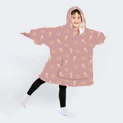 Ice cream with pink base wearable hoodie blanket