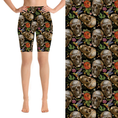 Brown skull on a black background bike short