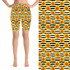 Sunflower with black and white background bike short