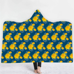 Navy blue chrysanthemums hoodie blanket