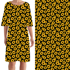 Sunflower with black background Curie Dress