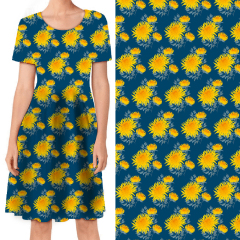 Blue and grey chrysanthemums T-Shirt Dress