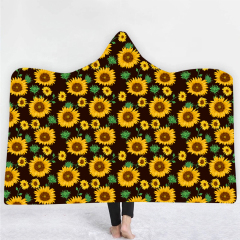 Sunflower with black background hoodie blanket