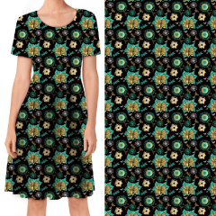 Dreamy flower with black background T-Shirt Dress