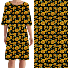 Sunflower with black background Curie Dress