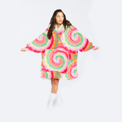 Rainbow texture wearable hoodie blanket