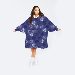 Small ball with dark blue bottom wearable hoodie blanket