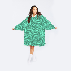 Turquoise ripple wearable hoodie blanket