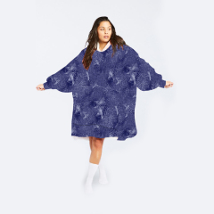 Small sailing boat with navy blue bottom wearable hoodie blanket