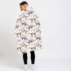 dinosaur with a grayish white background wearable hoodie blanket