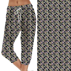 Little colored stars on a black and white background capri jogger