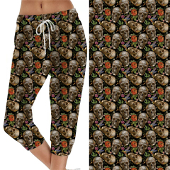 Brown skull on a black background capri jogger