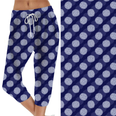 Navy blue small circle capri jogger