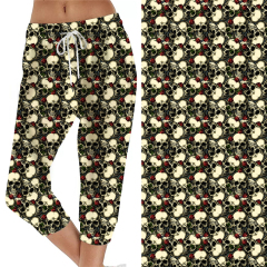 Skull with a grayish brown background capri jogger