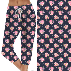 Black peony capri jogger