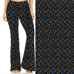 Animal head on navy blue background flares pants
