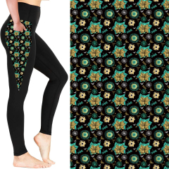 Black flower pocket print legging