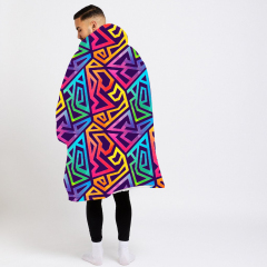 color stripe wearable hoodie blanket