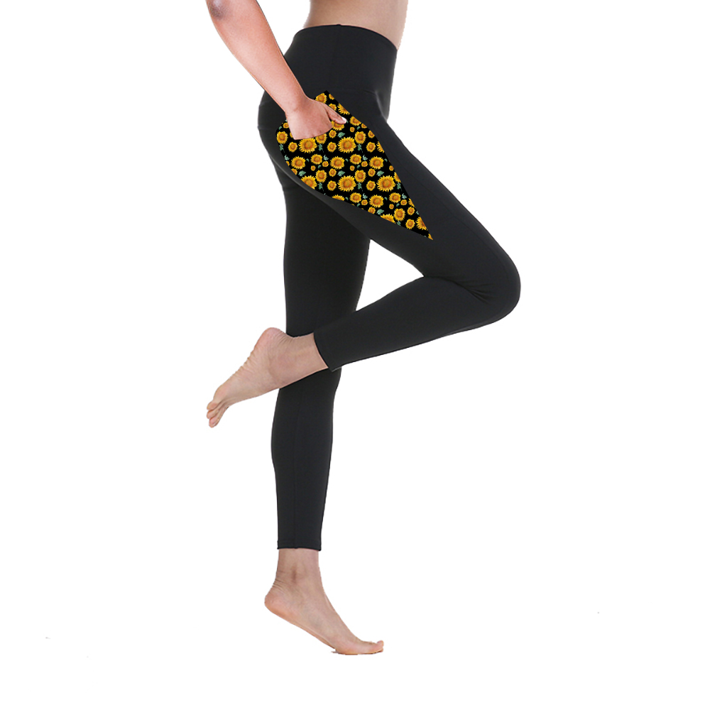 Black big and small pocket print leggings