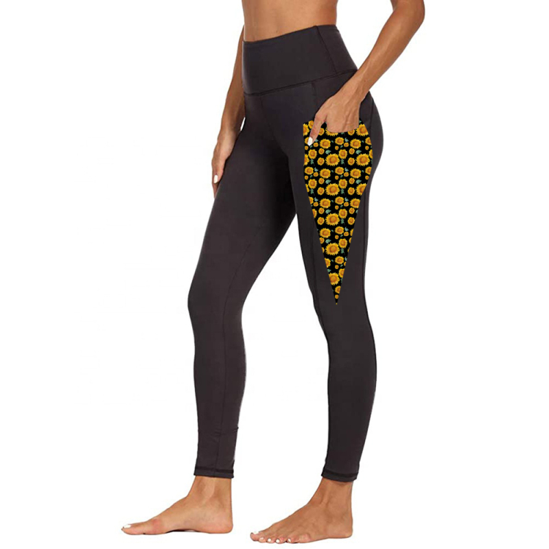 Black big and small pocket print leggings