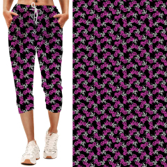 whtie-Floral print capri jogging pants