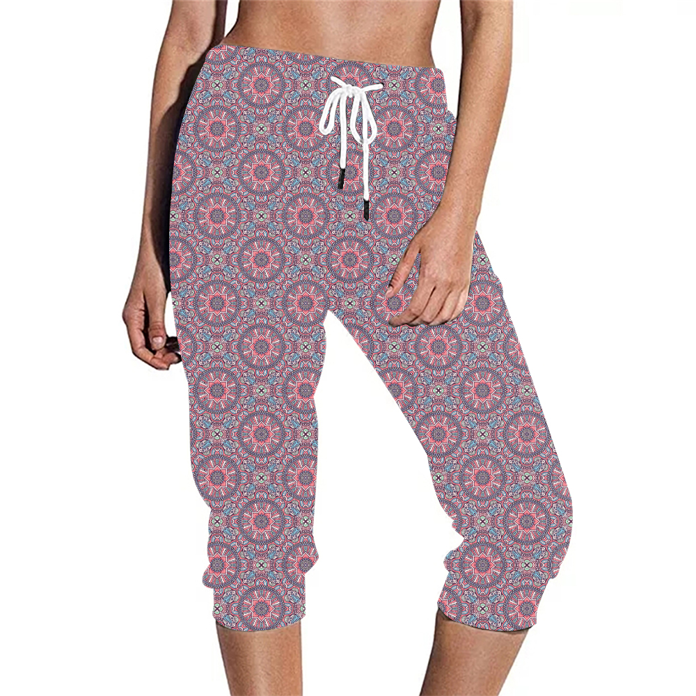 Pink-Kaleidoscope print-capri jogger