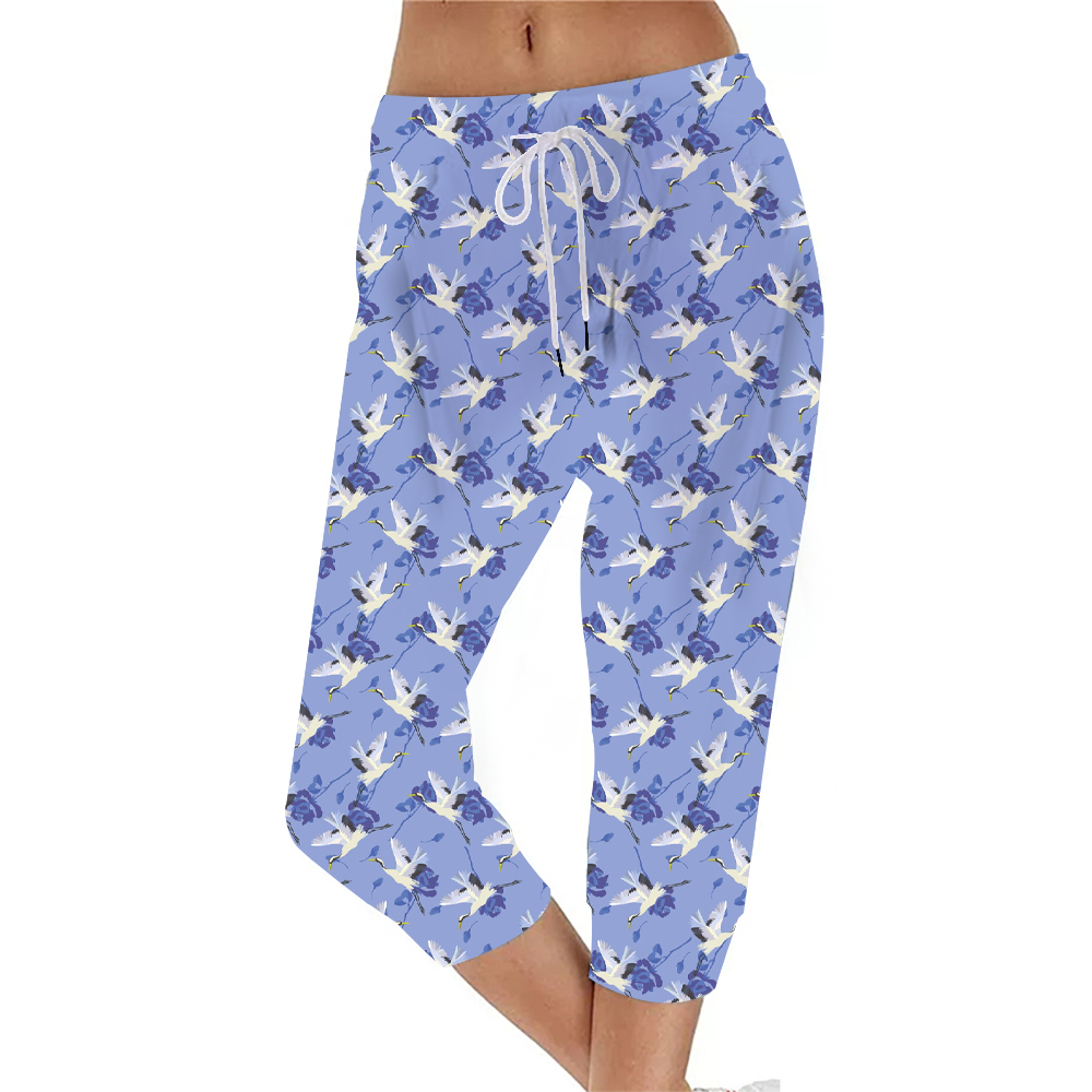 Blue-Swan printing-capri joggers