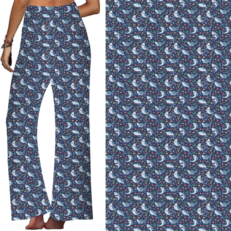 Blue-Shark printing-lounge pant