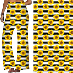 Yellow-Striped sunflower print-lounge pant