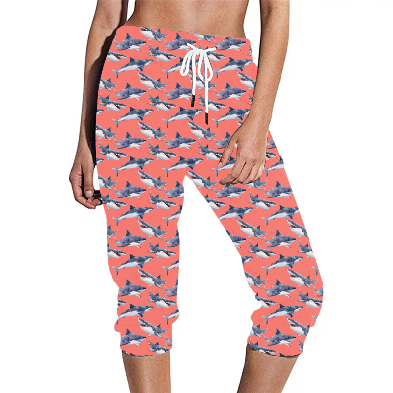 Pink-shake print-capri joggers